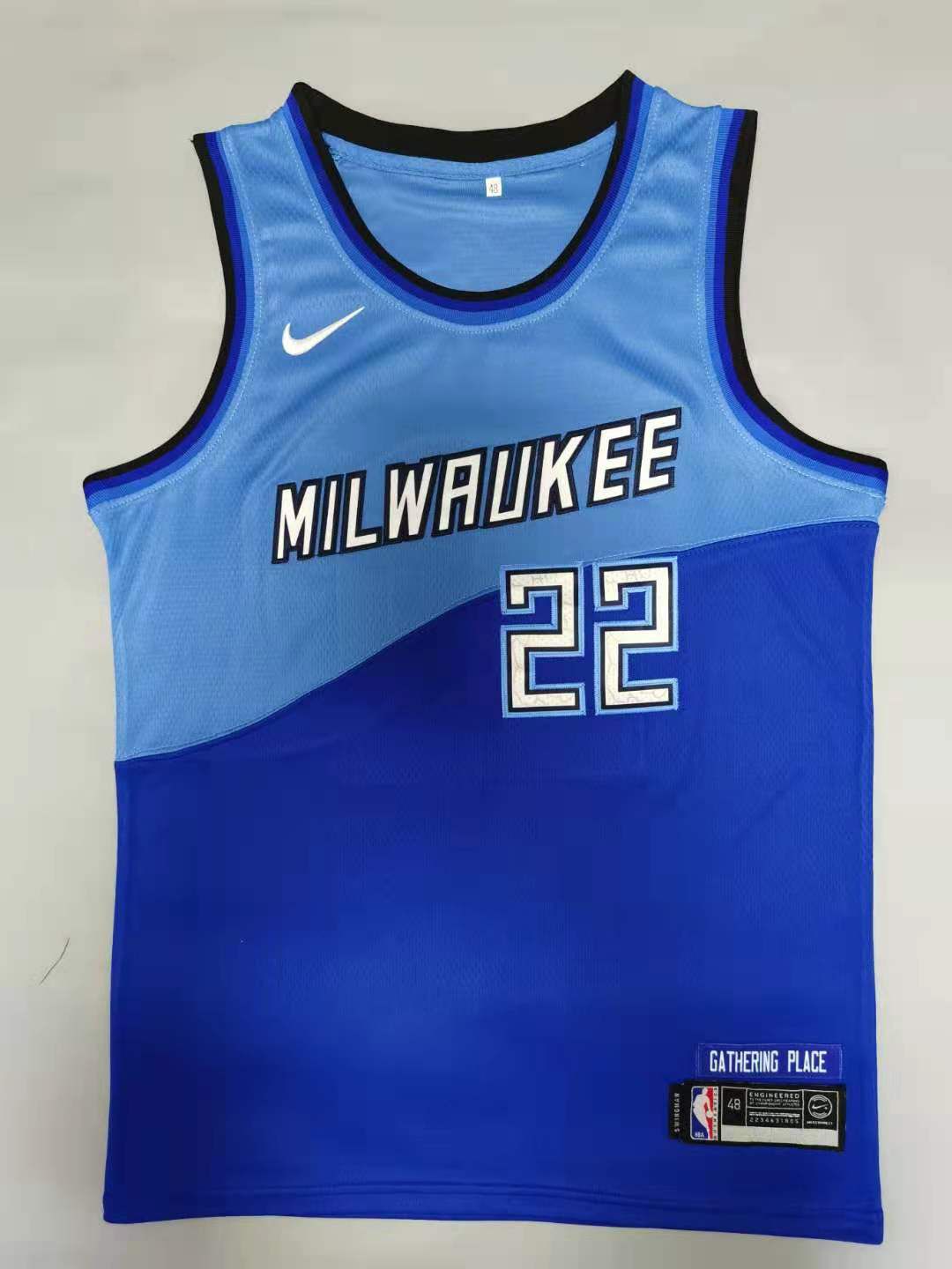 Men Milwaukee Bucks 22 Middleton Blue 2021 Nike Game NBA Jersey